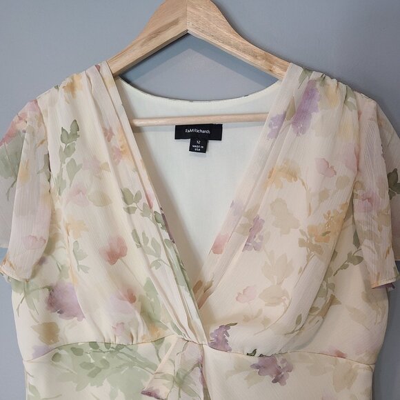 Vtg Y2K 90s Fairy Grunge Baby Doll Top Size 12 Yellow Floral - Picture 4 of 7